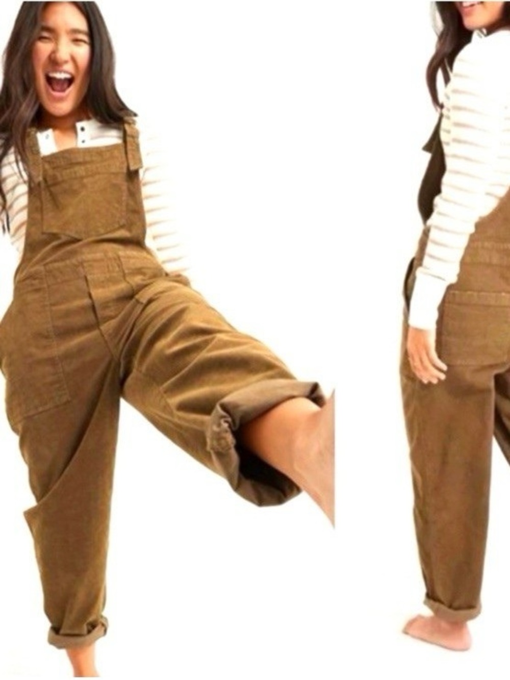 NWT aerie At Play Gray Corduroy Overalls w/ Adjustable Ring Straps Sz. Small AEO